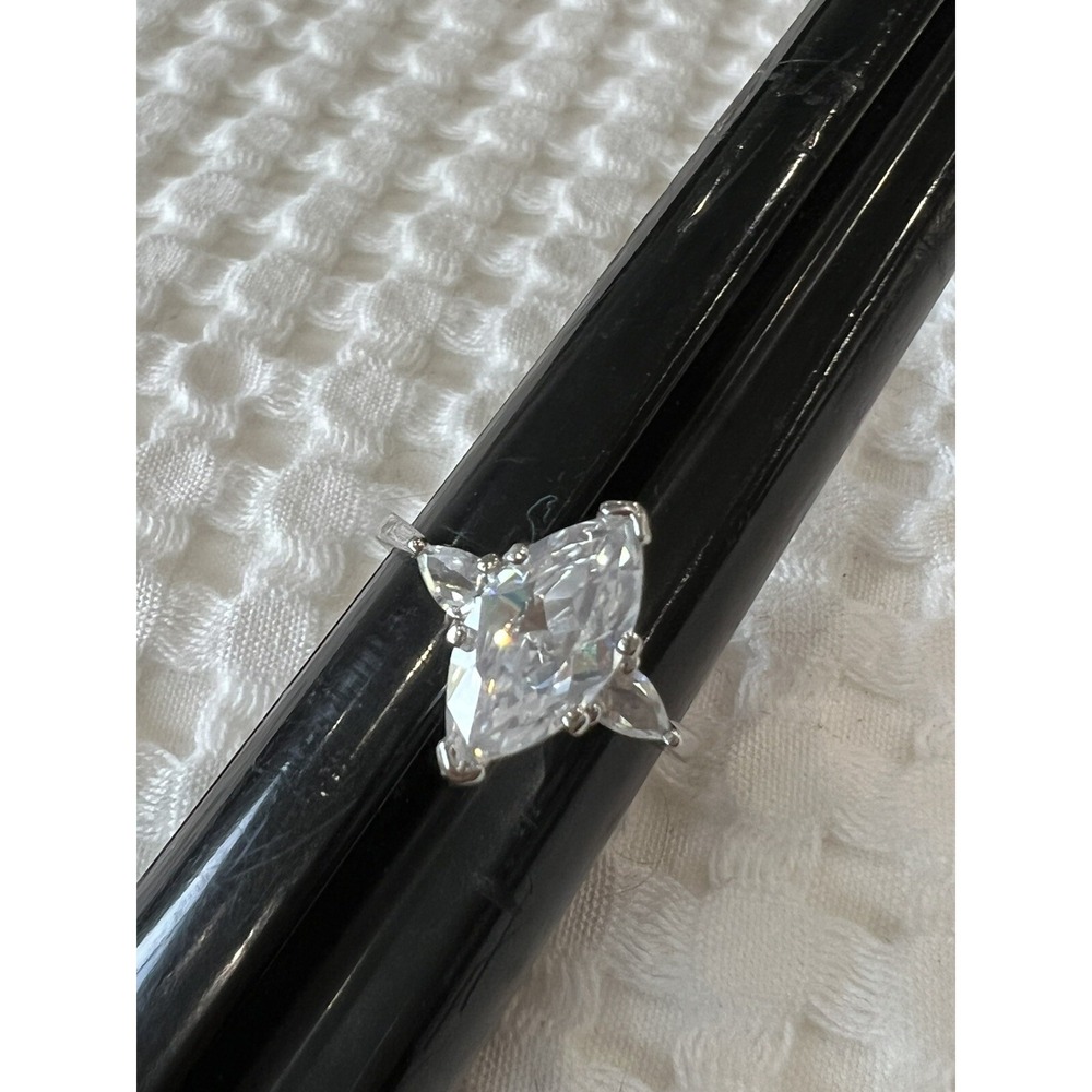 Cubic Zirconia Engagement Cluster Band 925 Sterling Silver Ring Size 8 3/4